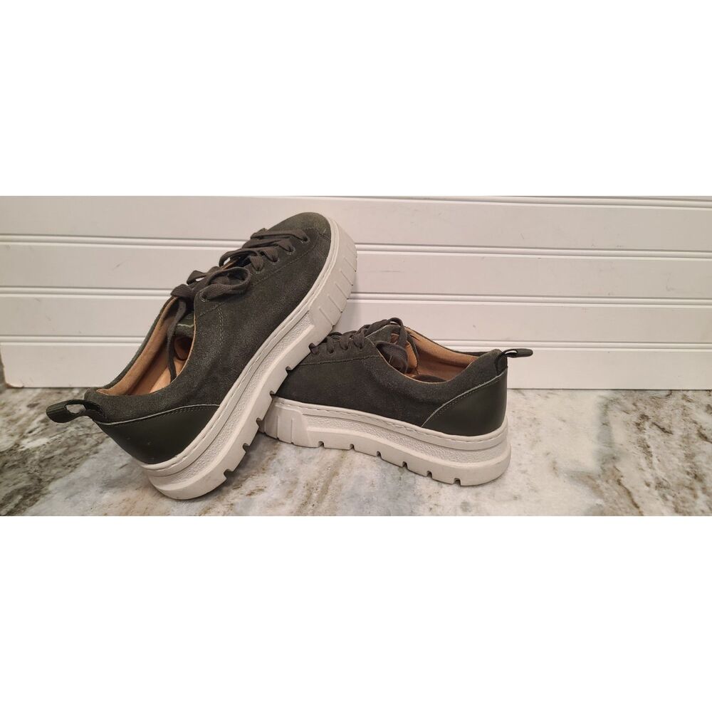 J/Slides NYC Womens Green Suede Platform Sneakers 9.5
